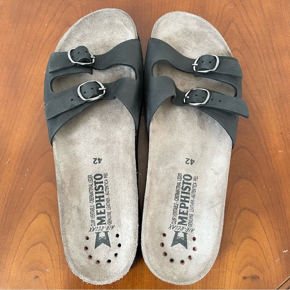 Mephisto Shoes - Mephisto Women’s Black Leather Sandals